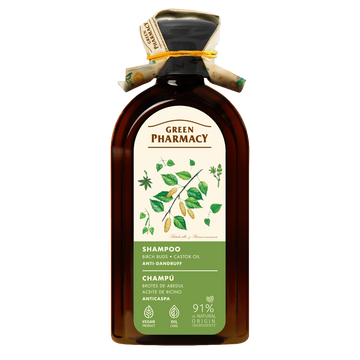 Birch Buds & Castor Oil Anti-Dandruff Shampoo | 350ml (11.83 Fl.oz) | Strengthens Hair, Moisturizes, and Fights Dandruff. Vegan 91% Natural Ingredients